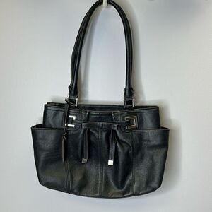 Tignanello Black Genuine Leather Tote Shoulder Bag